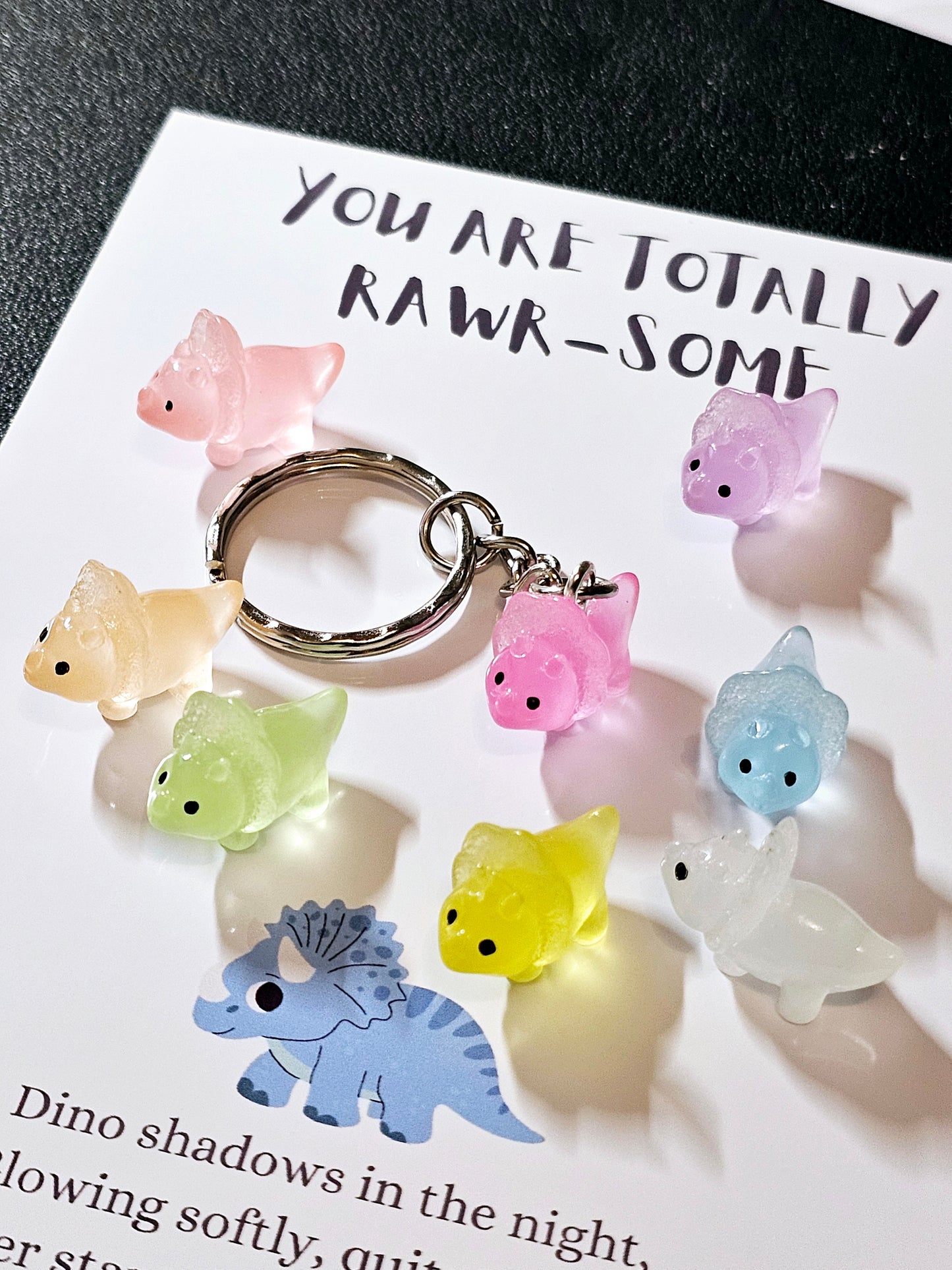 You are totally Rawr-some Dinosaur Triceratops keyring