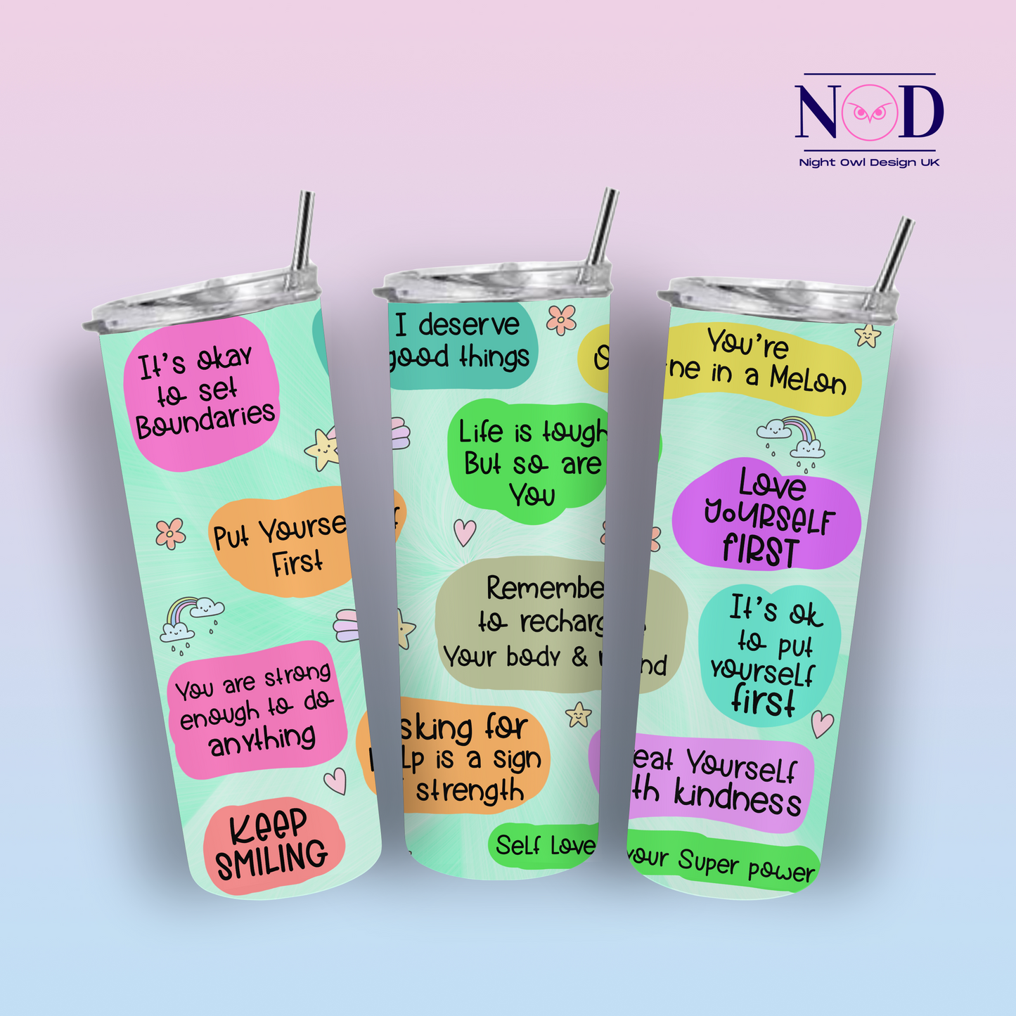 Colourful and Bright Positive Affirmation 20oz Tumbler