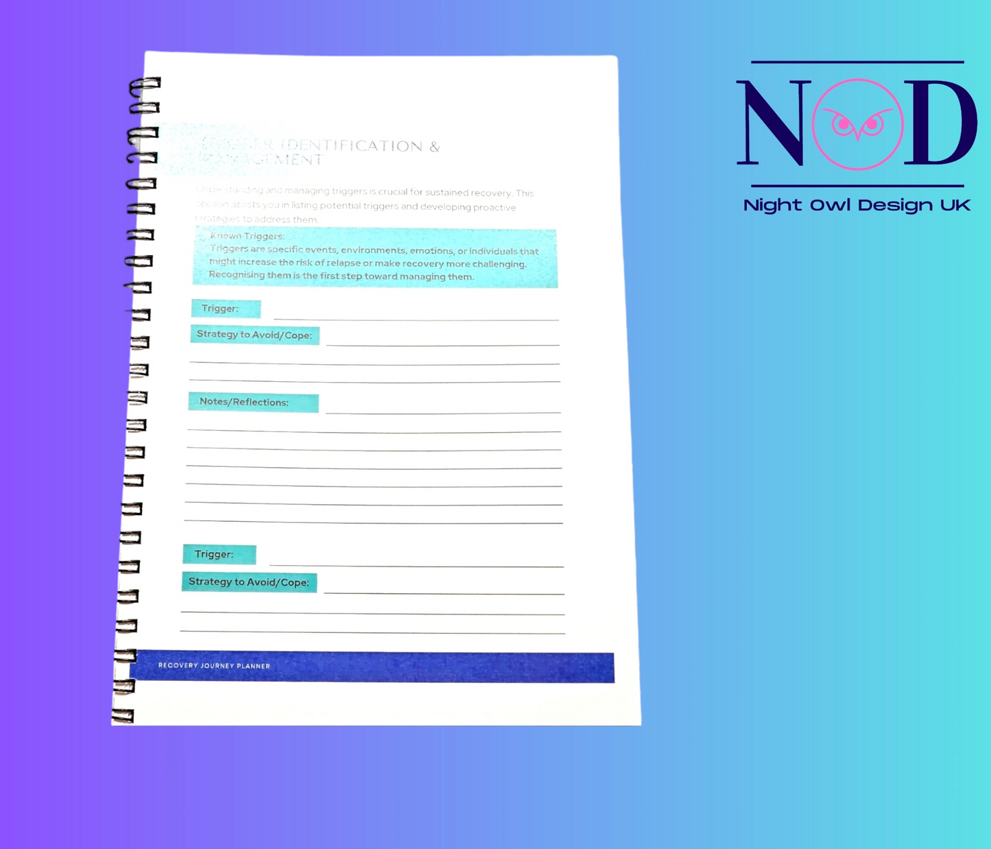 Sobriety Planner for Recovery with Trigger Identification and Affirmations