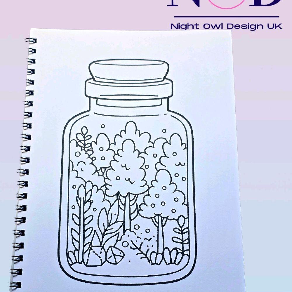 Kawaii Forest Jars and Animals Colouring Book