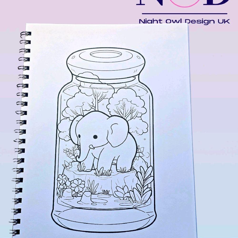 Kawaii Forest Jars and Animals Colouring Book