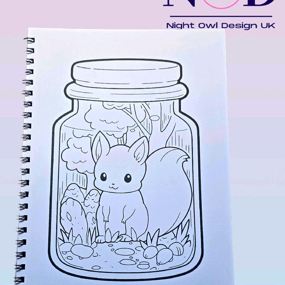 Kawaii Forest Jars and Animals Colouring Book