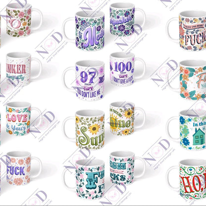 Floral & Sassy 11oz Mugs, +18, Funny AF, Coffee Lovers