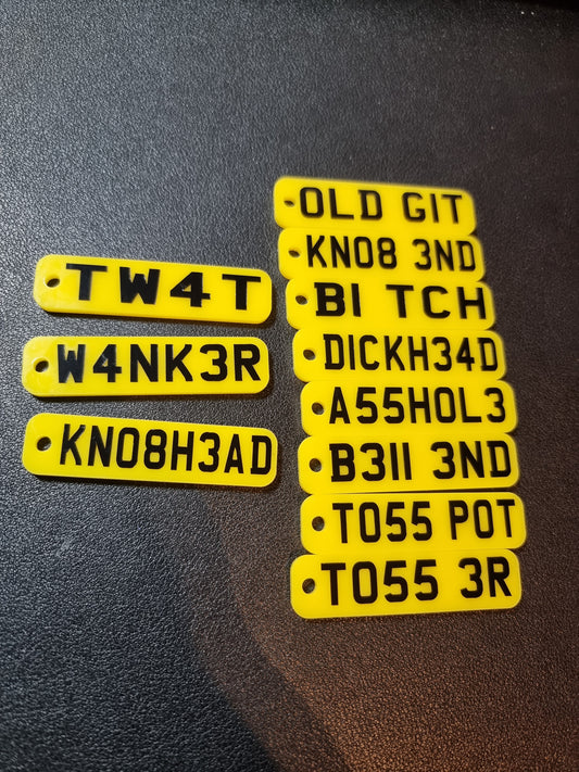 X-RATED Number Plate Keyrings