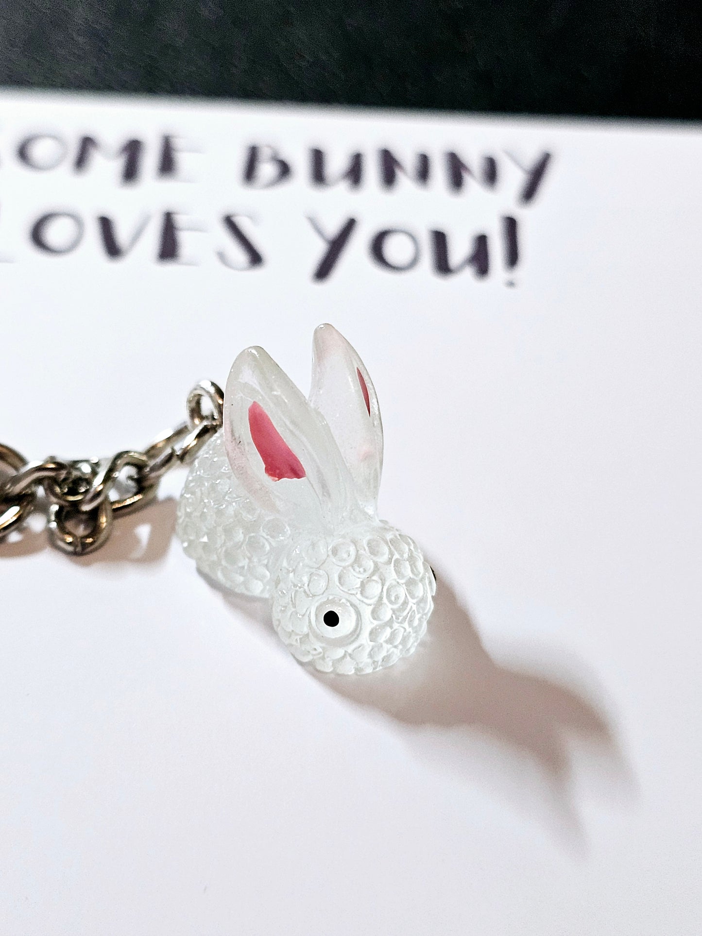 Glow in the dark bunny rabbit keyring