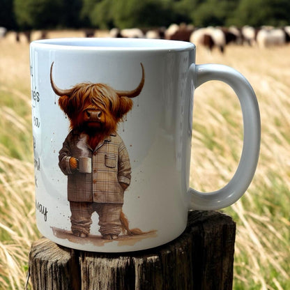 Highland Cow 11oz Ceramic Mug with Funny Quote