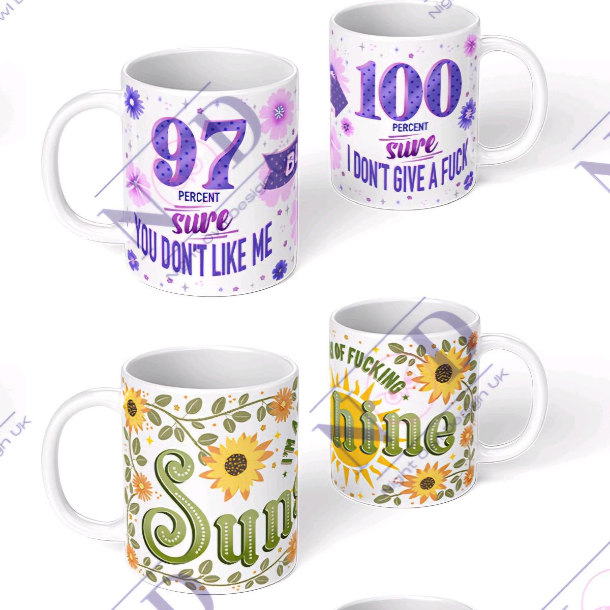 Floral & Sassy 11oz Mugs, +18, Funny AF, Coffee Lovers