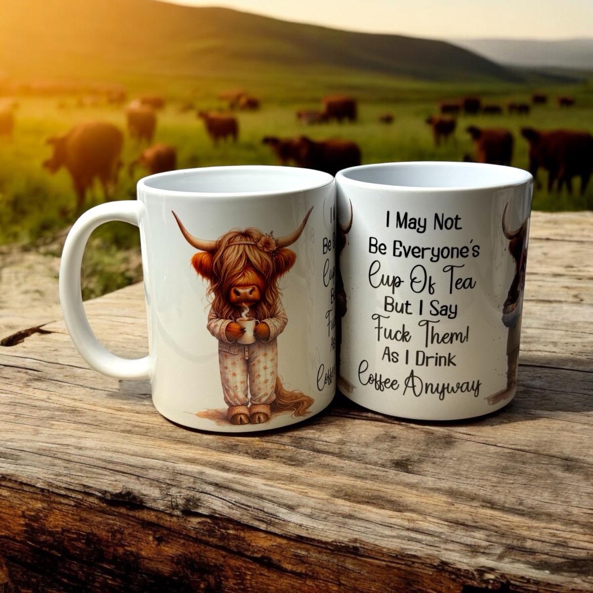 Highland Cow 11oz Ceramic Mug with Funny Quote