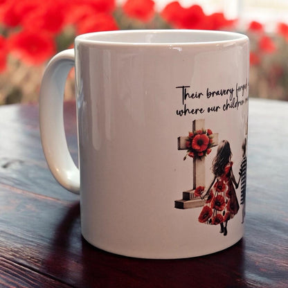 Remembrance Day 11oz Mug with Children and Red Poppy Dress