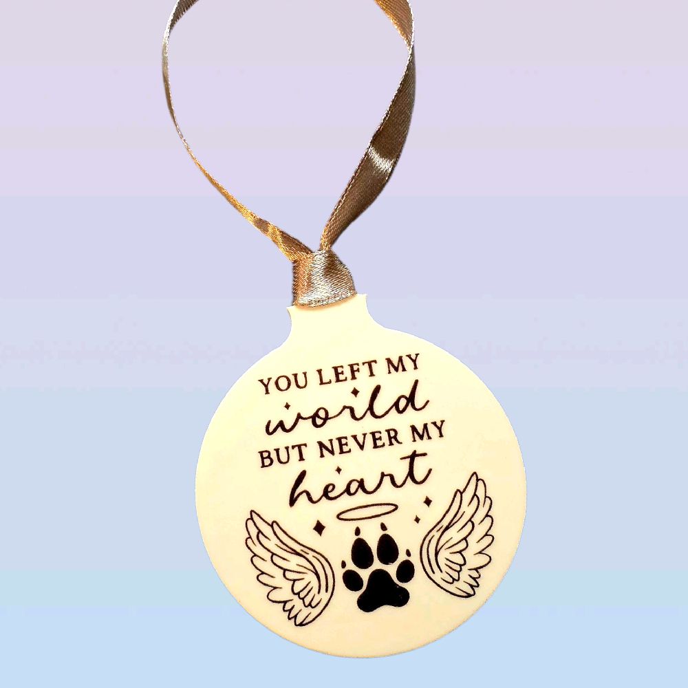 You Left My World Pet Loss Memorial Christmas Bauble