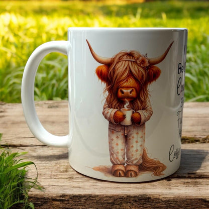 Highland Cow 11oz Ceramic Mug with Funny Quote