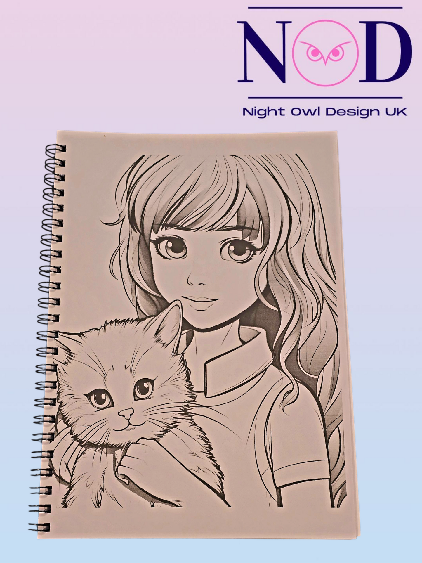 Cat and Girl Colouring Book