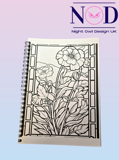 Volume 1 Flowers and Stained Glass Colouring Book