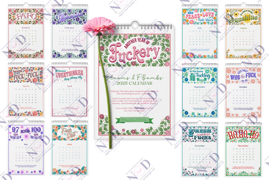 2025 Floral & Sassy Wall Calendar, +18, Funny AF