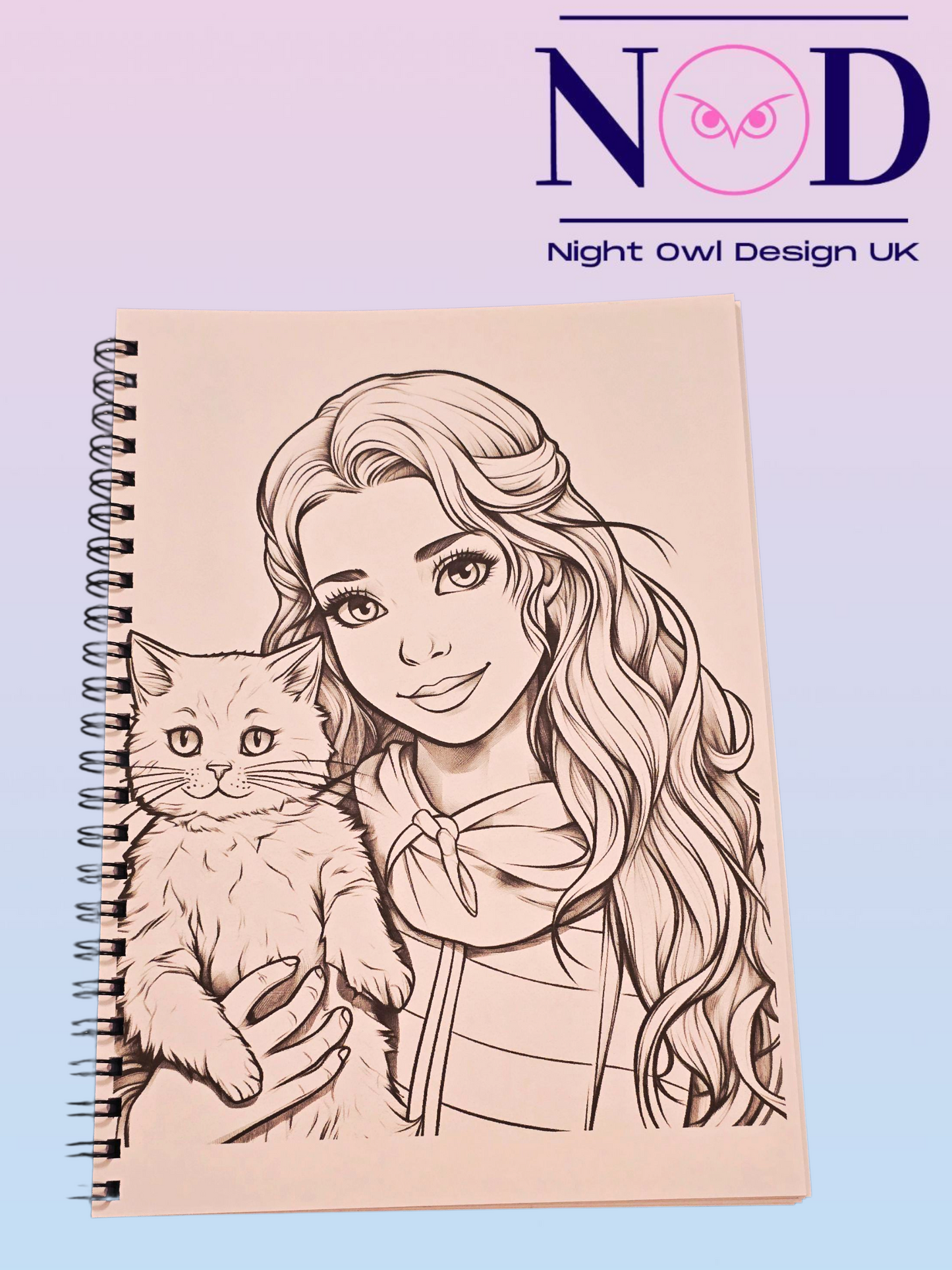 Cat and Girl Colouring Book
