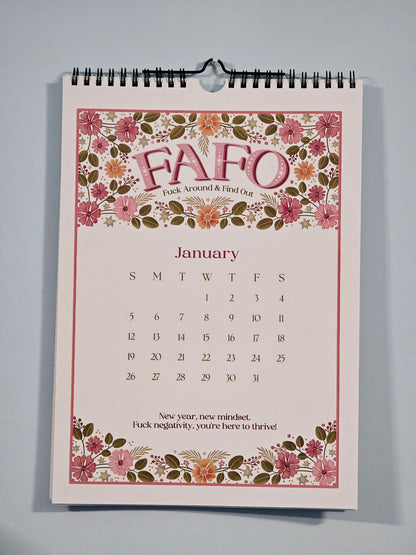 2025 Floral & Sassy Wall Calendar, +18, Funny AF